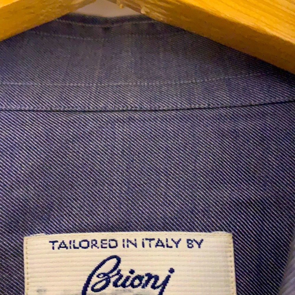 Brioni blue twill silk shirt - size L PRICE FIRM